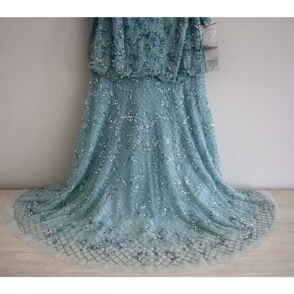 Aidan Mattox MD1E207198 Women's Sz 4 Mint Boatneck Beaded Fit-&-Flare Dress $450 - Picture 9 of 12